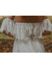 Off Shoulder Ivory Eyelash Lace Ruffled Wedding Dress